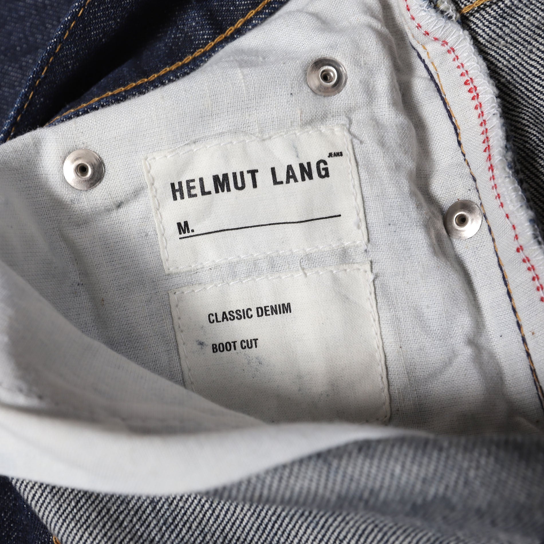 Helmut Lang 2004 Vintage Sanded Broken Denim Low Waist Bootcut