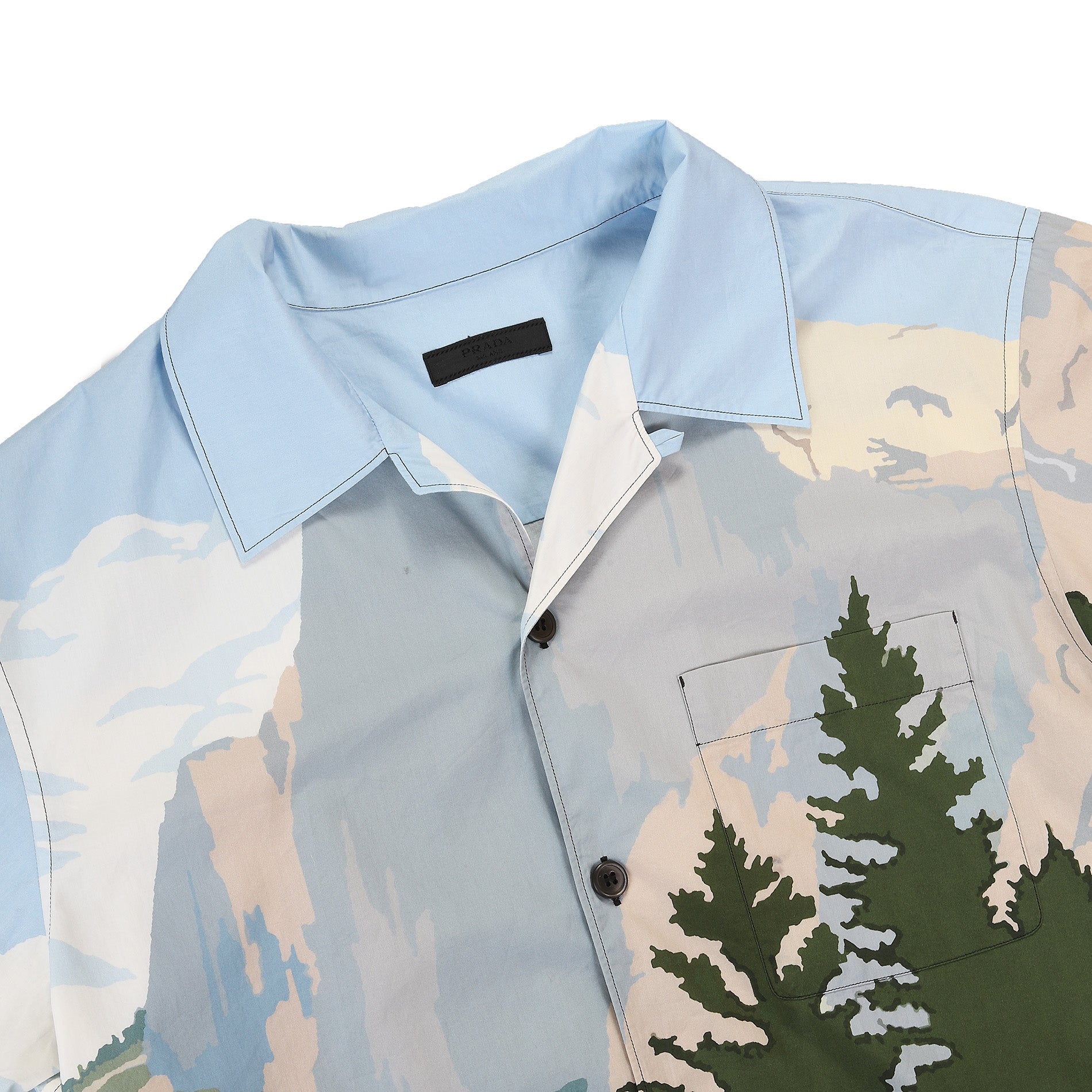 SS17 Prada 'Still Life' Abstract Colour Block Camp Collar Shirt