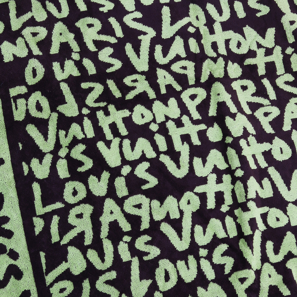 LOUIS VUITTON x Stephen Sprouse *RARE* Graffiti Green & Black Cotton Hand  Towel