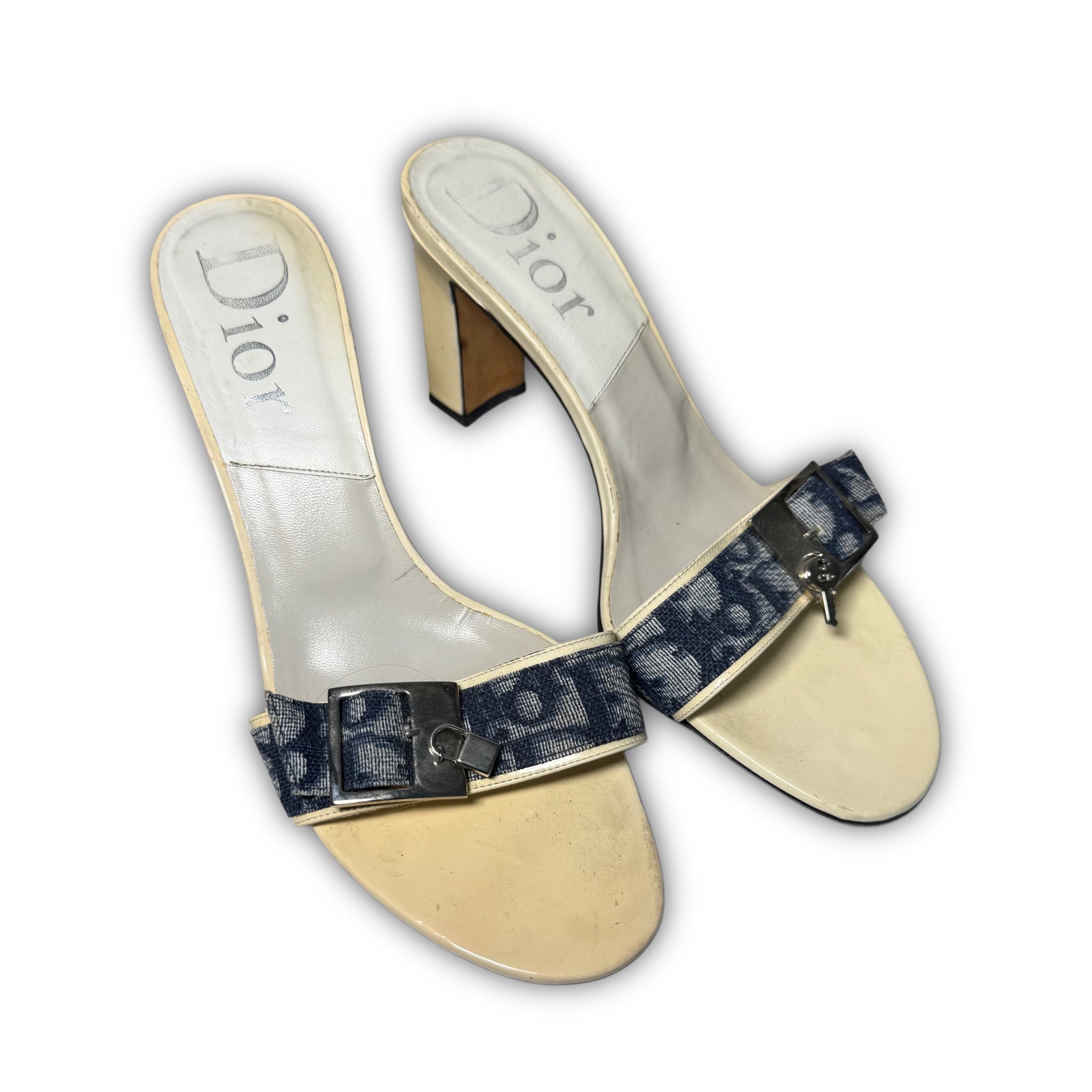 Christian Dior by John Galliano 2000s Monogram Key Lock Heeled Mules