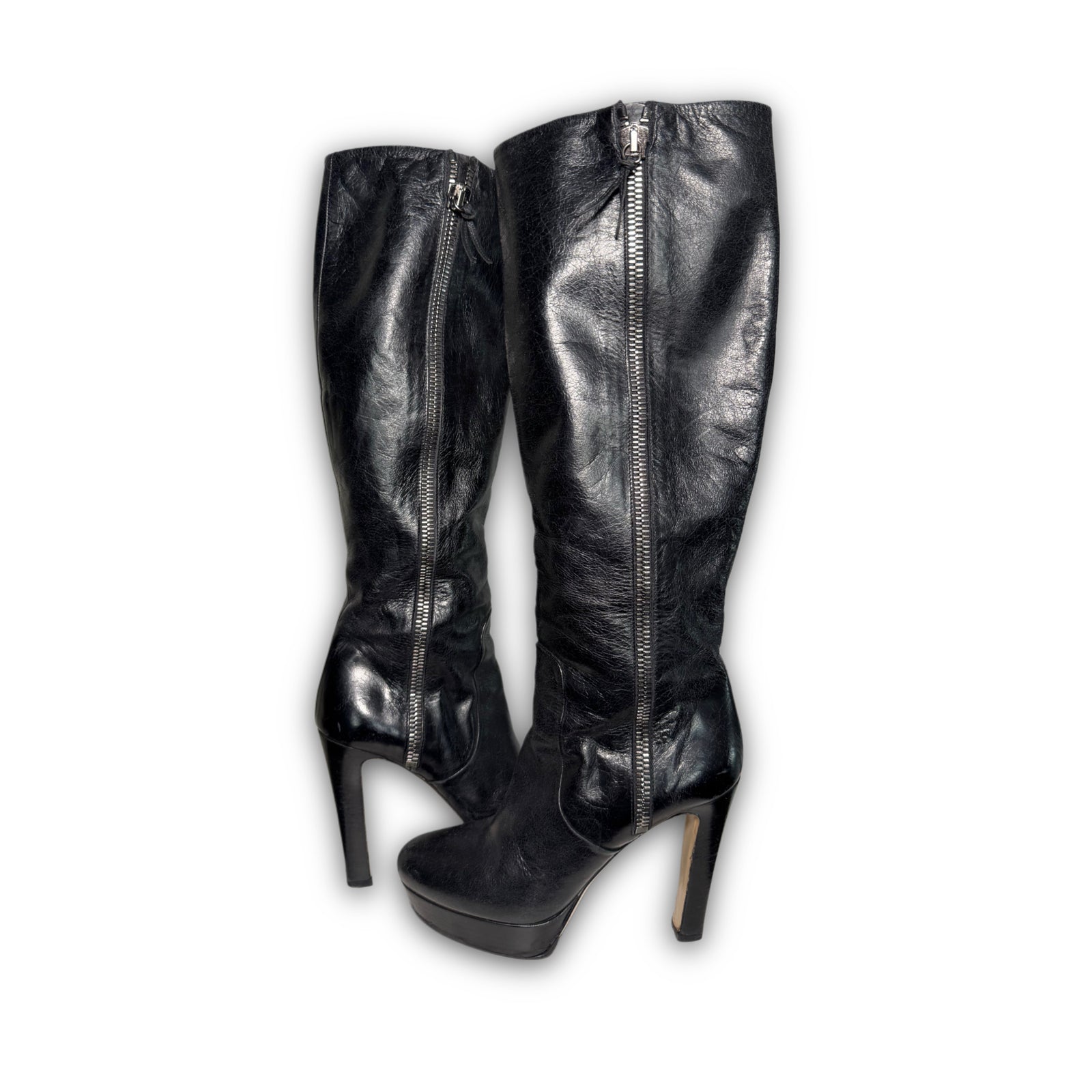 Miu Miu 2000s Black Leather Heeled Boots