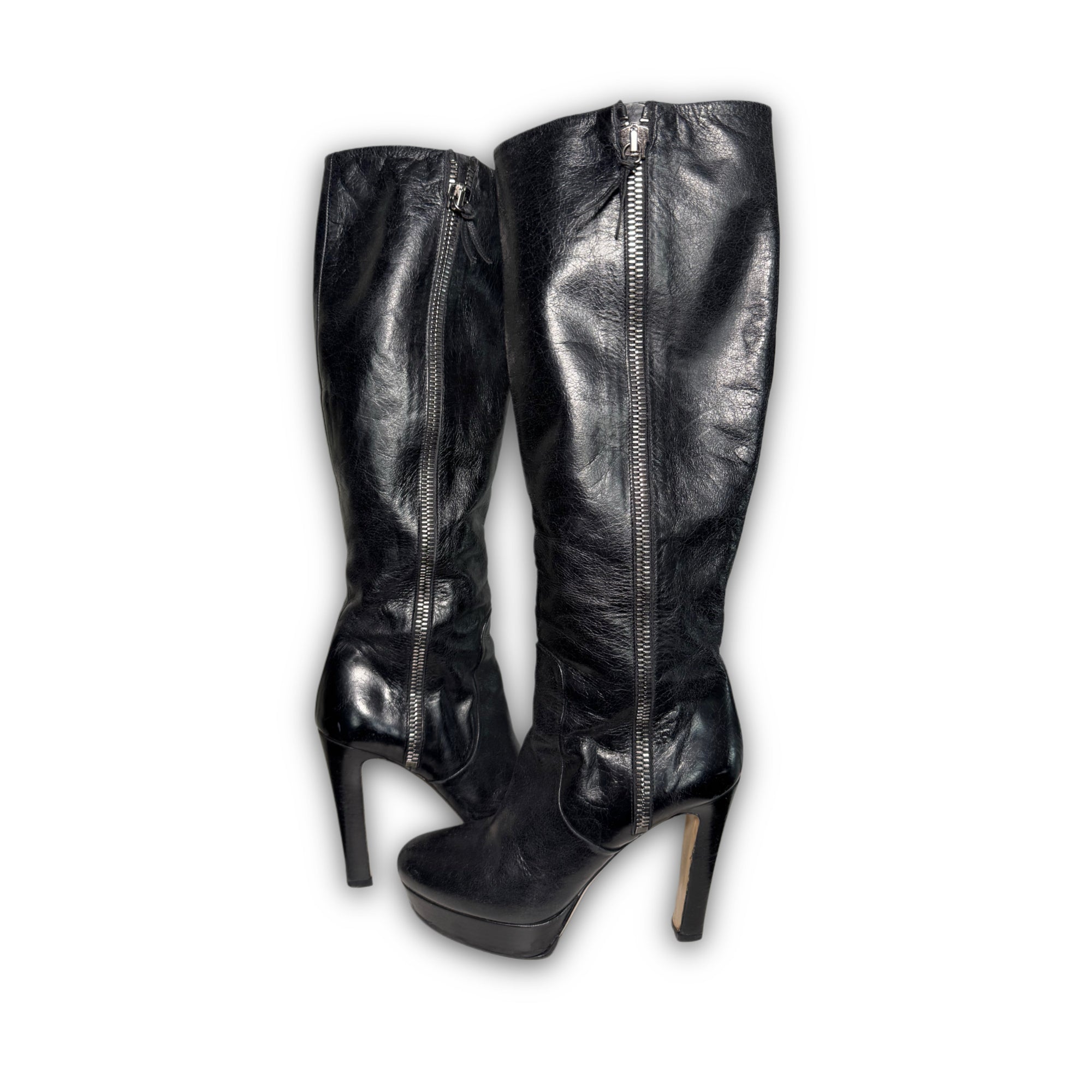 Miu Miu 2000s Black Leather Heeled Boots