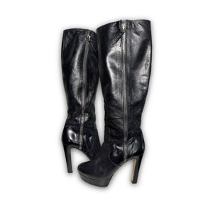 Miu Miu 2000s Black Leather Heeled Boots