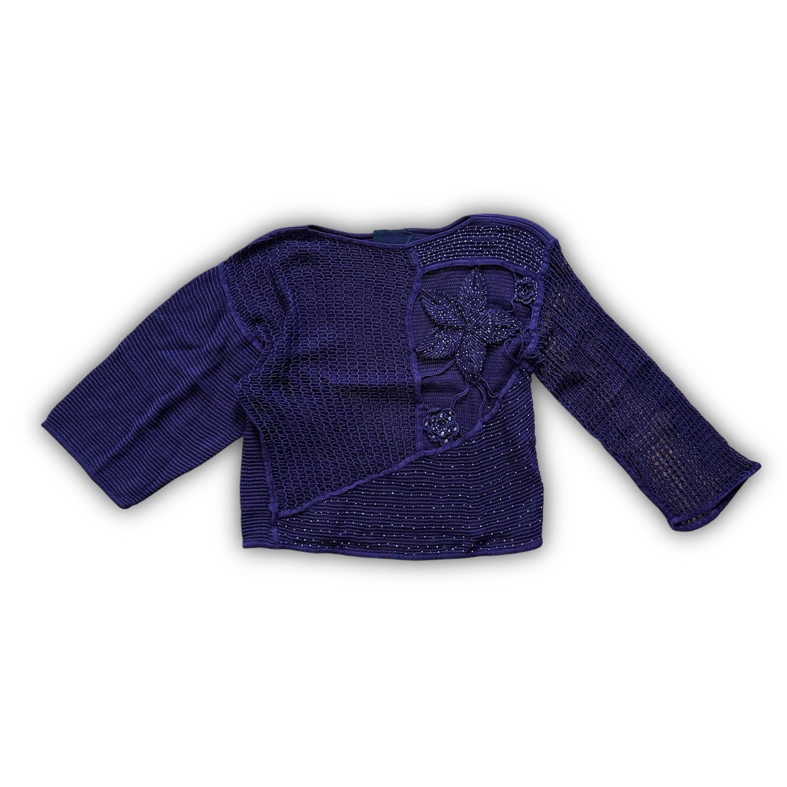 Jean Paul Gaultier 80s Equator Asymetrical Patchwork Floral Knit