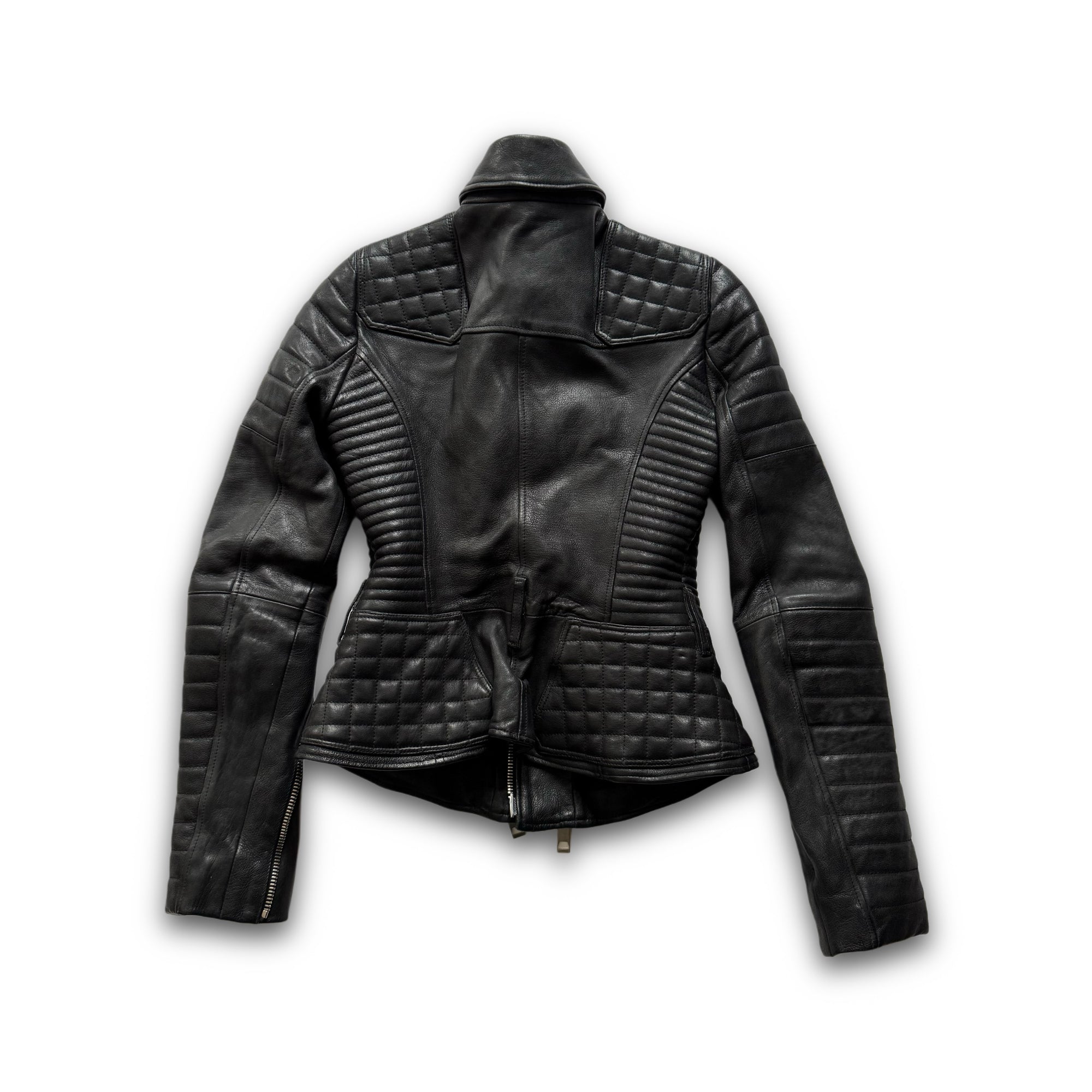 Burberry Prorsum by Christopher Bailey Padded Motorcycle Black Leather Jacket
