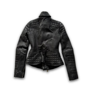 Burberry Prorsum by Christopher Bailey Padded Motorcycle Black Leather Jacket