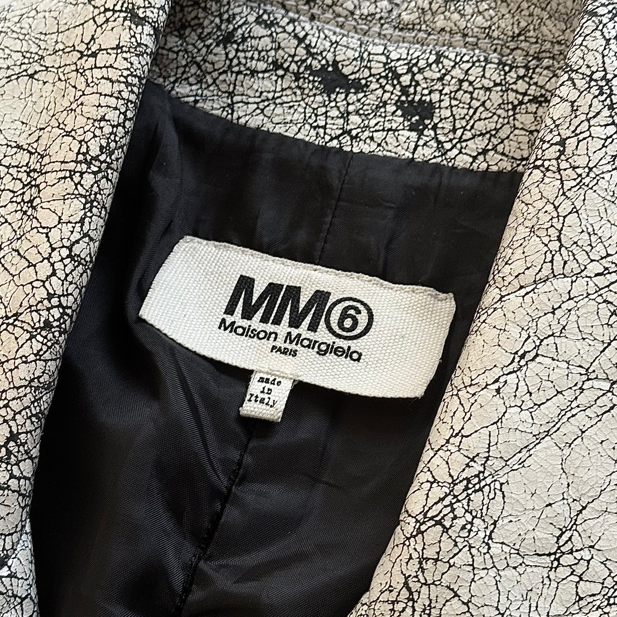 Maison Margiela MM6 AW16 Cracked White Leather Biker Jacket