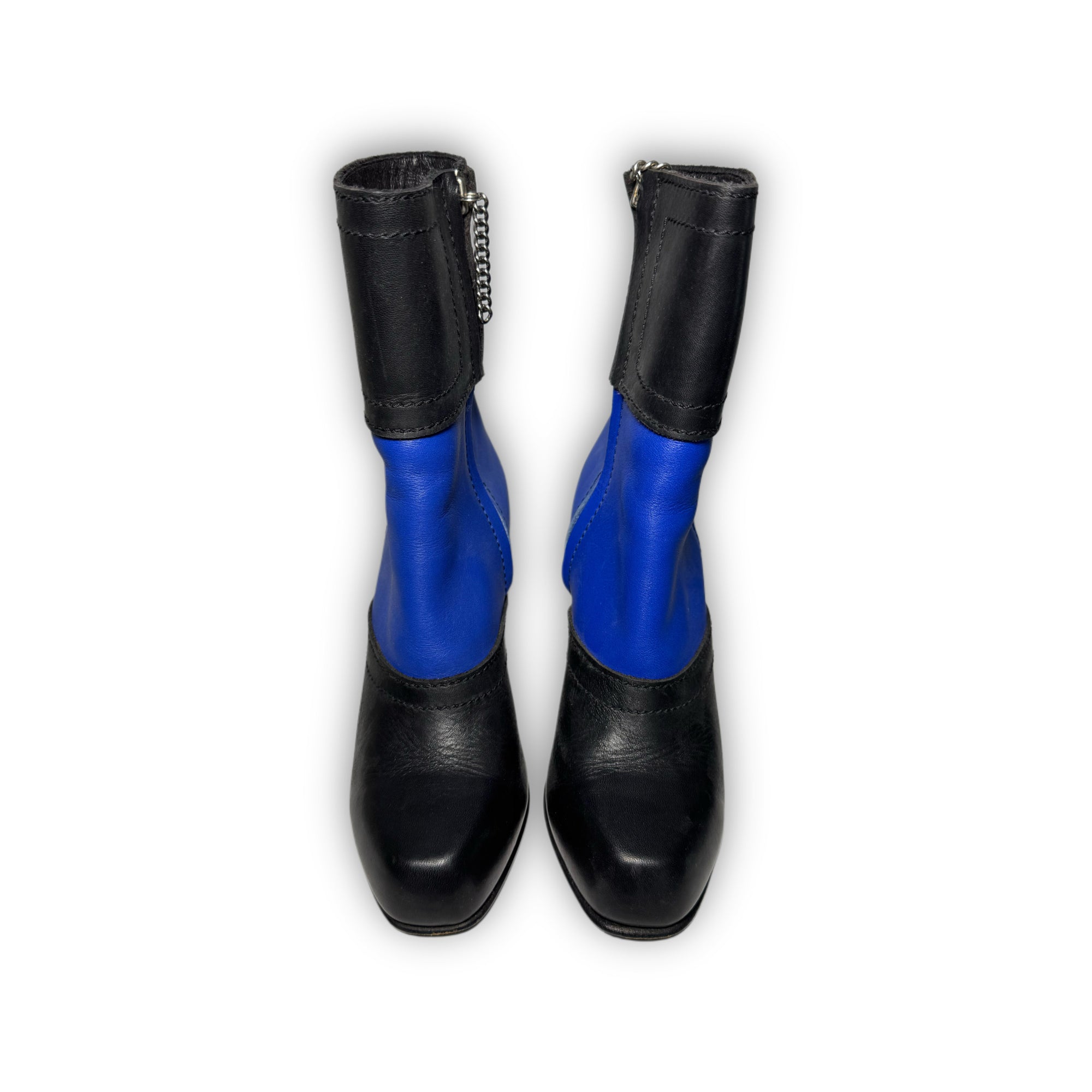 Dirk Bikkembergs 2001 Paneled Leather Metal Heel Zip Boots