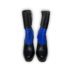 Dirk Bikkembergs 2001 Paneled Leather Metal Heel Zip Boots