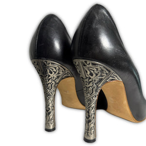 Gianni Versace 80s Metal Engraved Heels