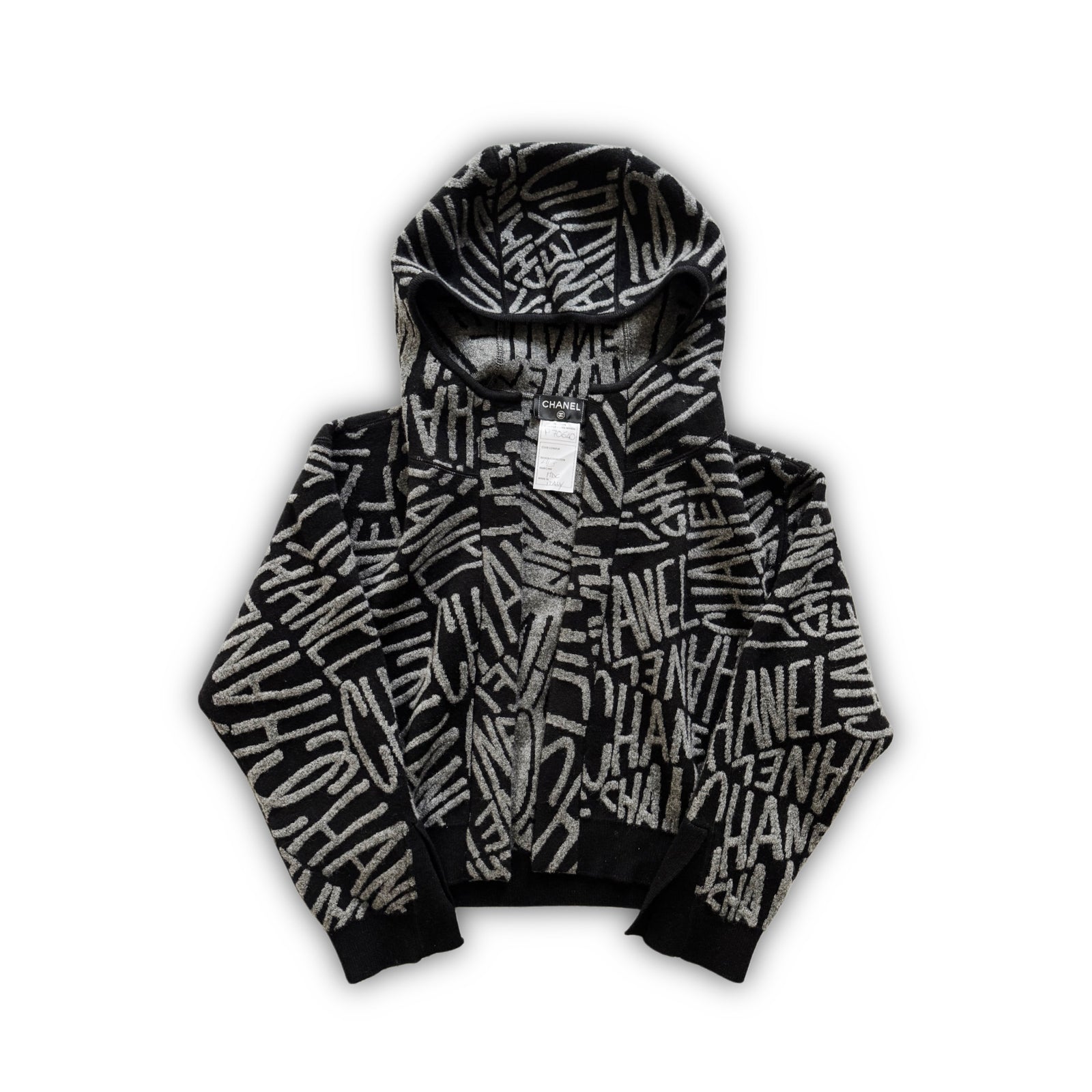 Chanel SS24 Hooded Logo Knit Jacket Sample