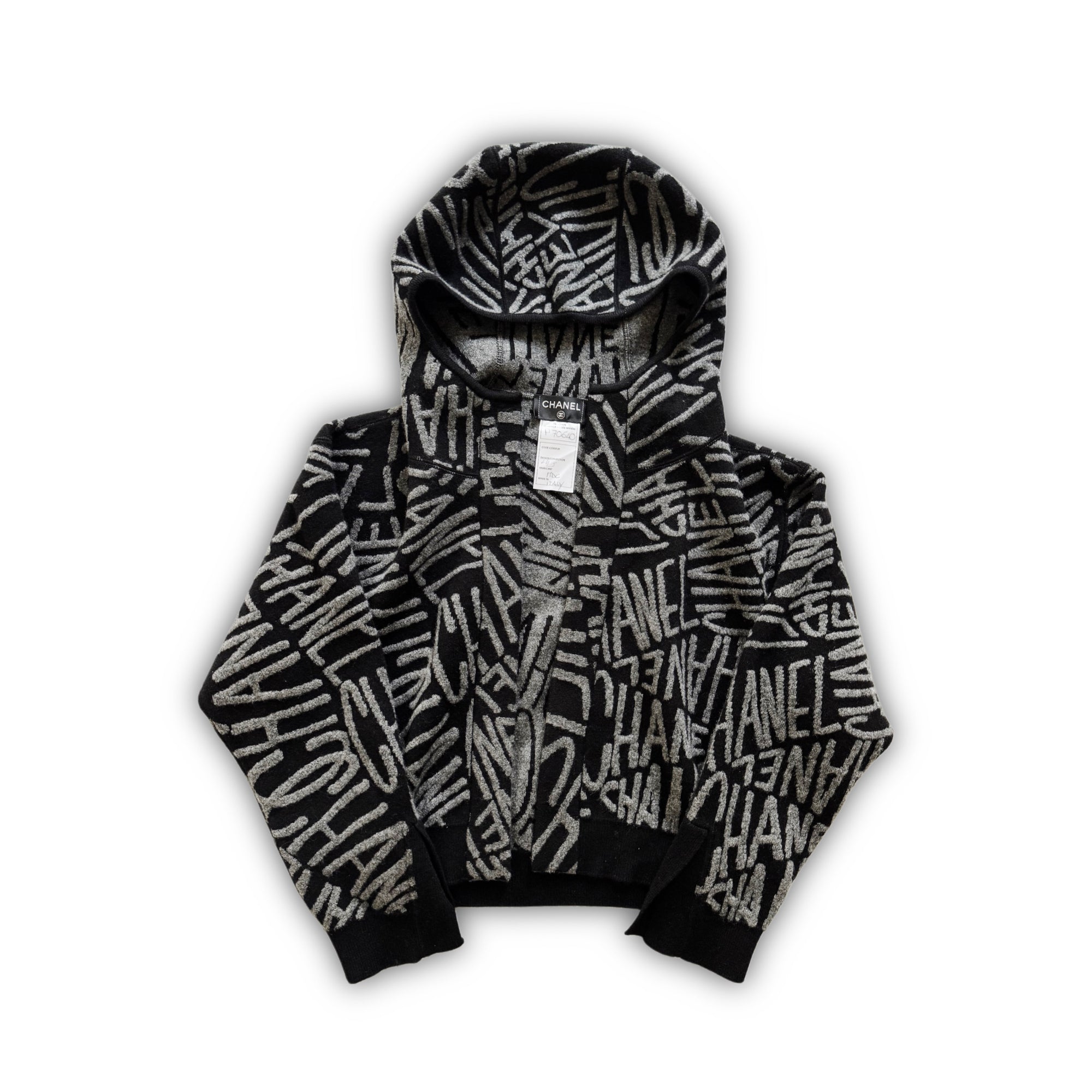 Chanel SS24 Hooded Logo Knit Jacket Sample