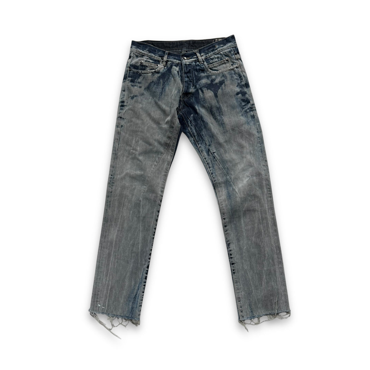 Rick Owens 2000s Bleached Raw Hem Detroit Denim