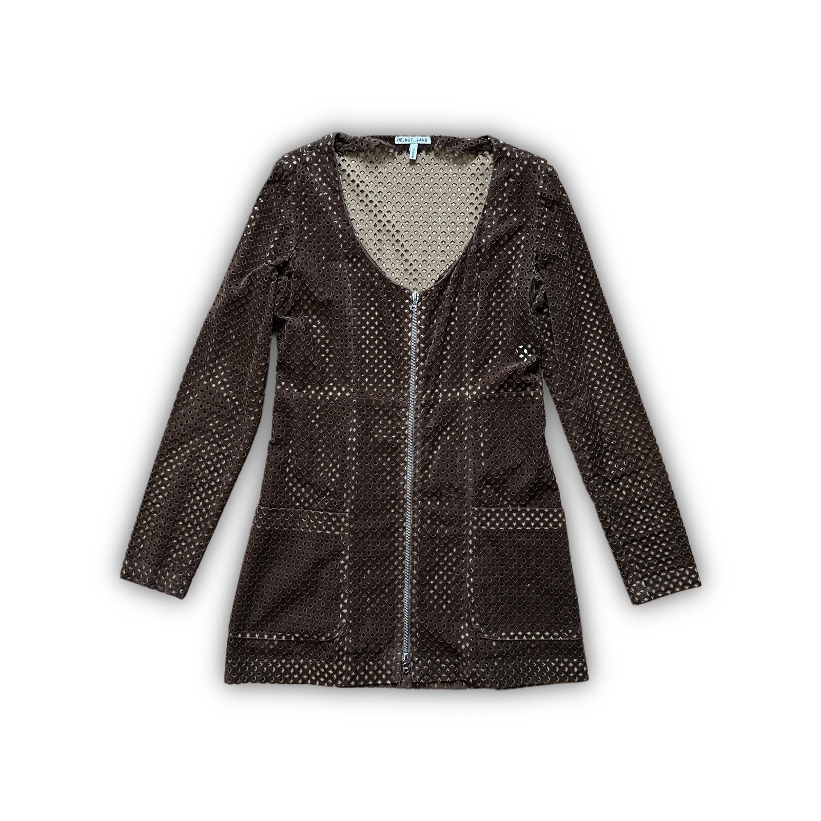 Helmut Lang FW91 Punching Suede Laser Cut Zip Dress