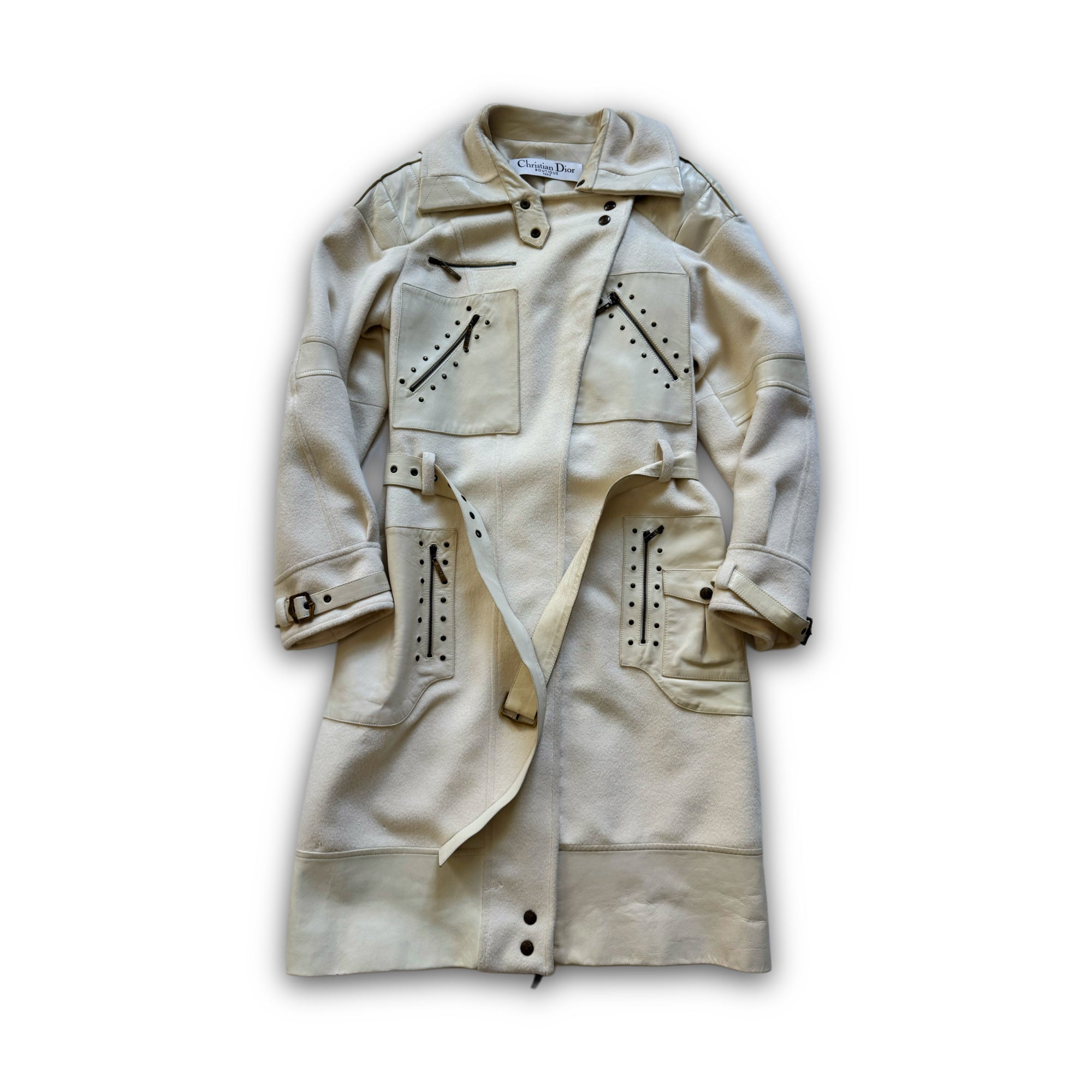 Christian Dior by John Galliano AW04 Leather Paneled Studded Coat