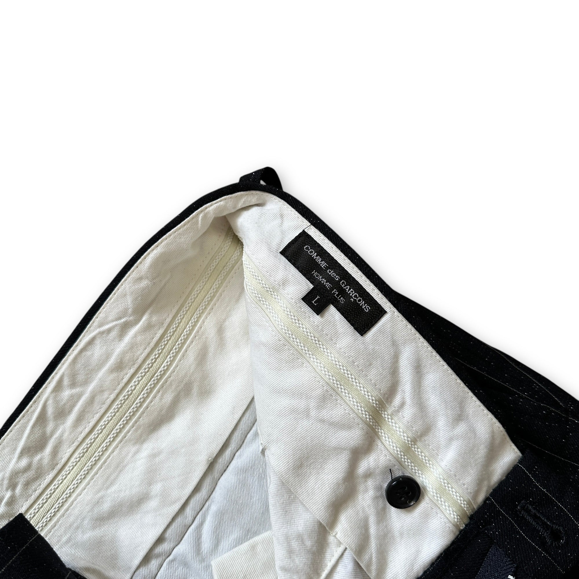 Comme Des Garçons Homme Plus FW14 Glitter Pinstripe Wool Trousers