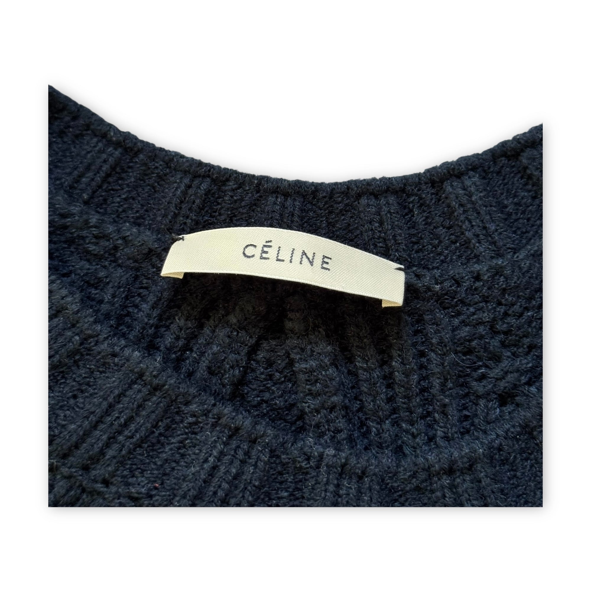 Celine by Phoebe Philo Oversized Paneled Navy Knit