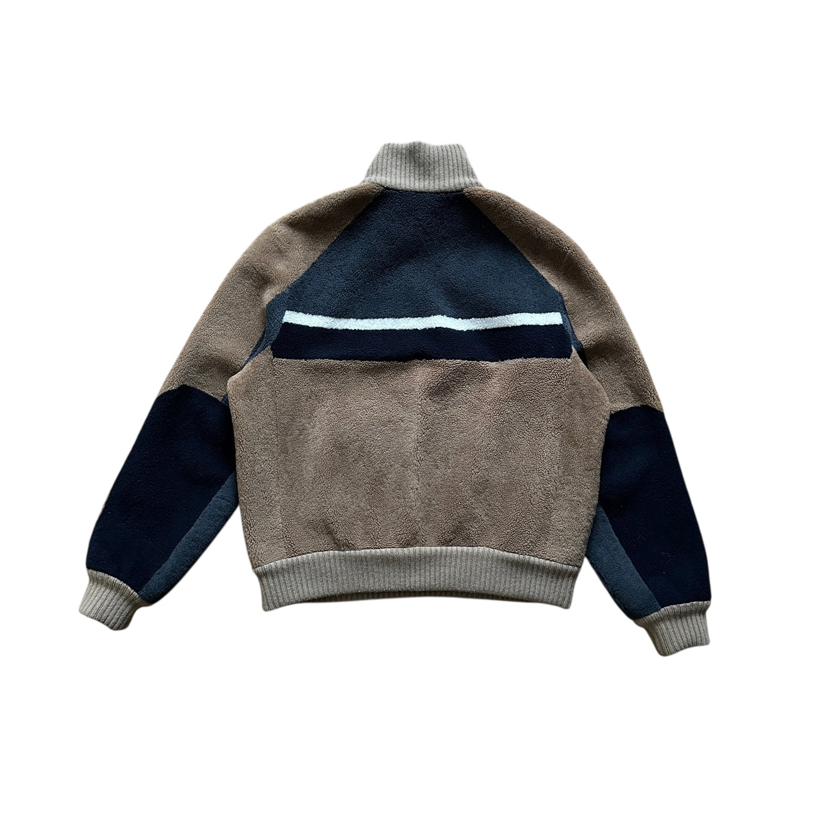 Hermès FW20 Reversible Shearling Leather Paneled Half Zip Jacket