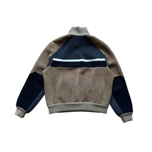 Hermès FW20 Reversible Shearling Leather Paneled Half Zip Jacket