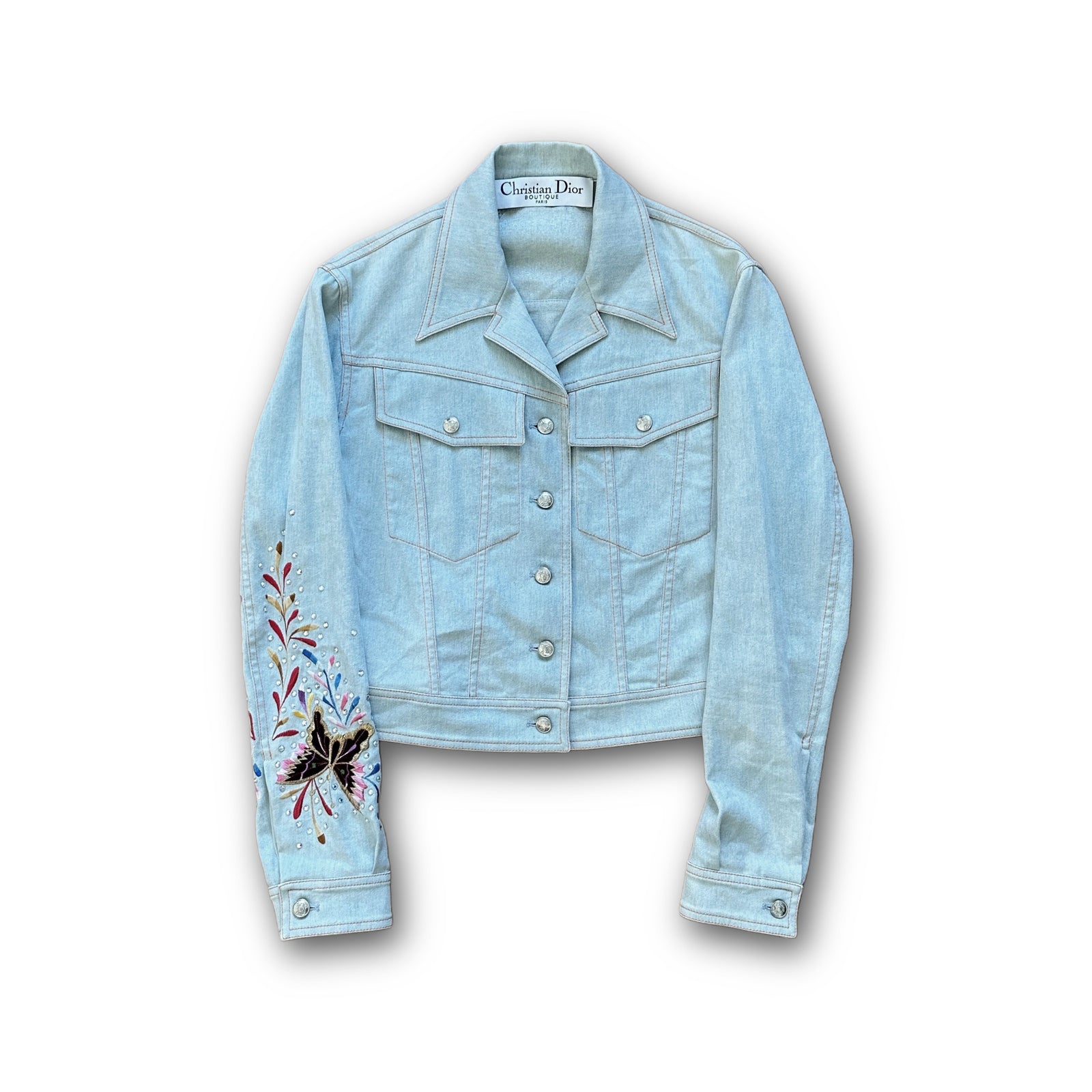 Christian Dior FW02 by John Galliano Butterfly Embroidered Denim Jacket