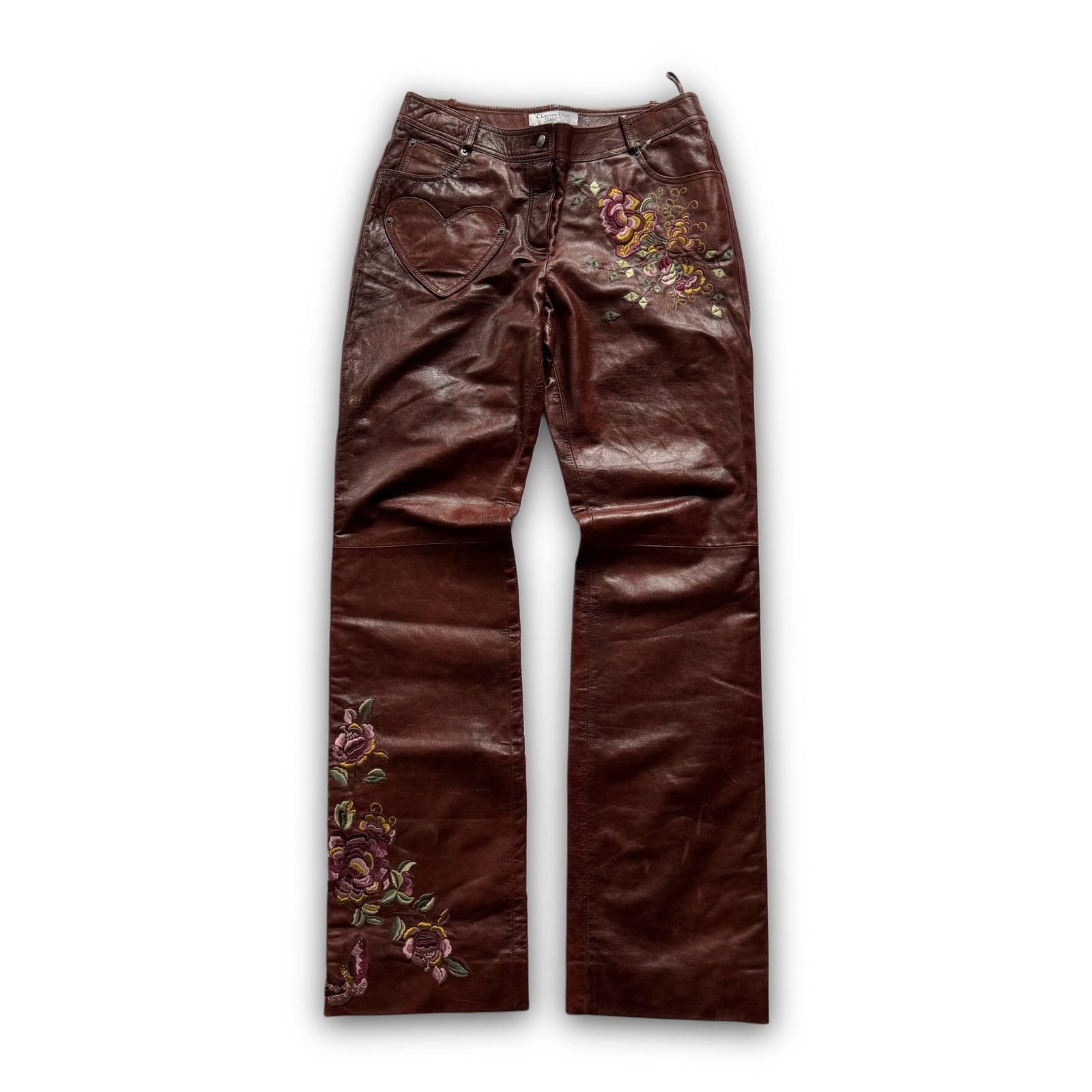 Christian Dior AW05 by John Galliano Floral Embroidered Leather Pants