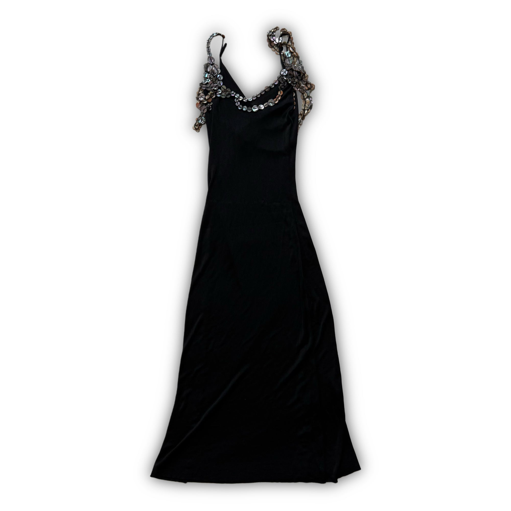 Jean Paul Gaultier 90s Mother of Pearl Embellished Black Dress