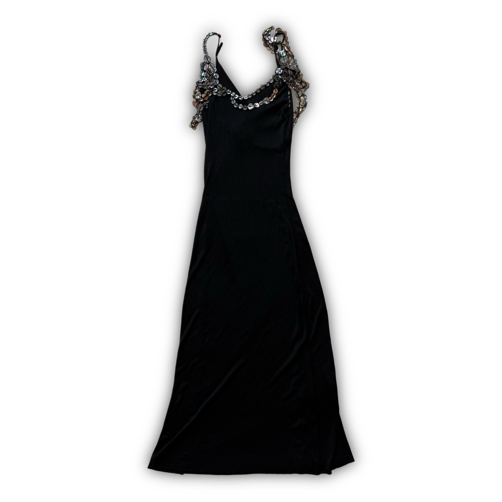 Jean Paul Gaultier 90s Mother of Pearl Embellished Black Dress - kaibu Store Jean Paul Gaultier 90s Mother of Pearl Embellished Black Dress - kaibu Store