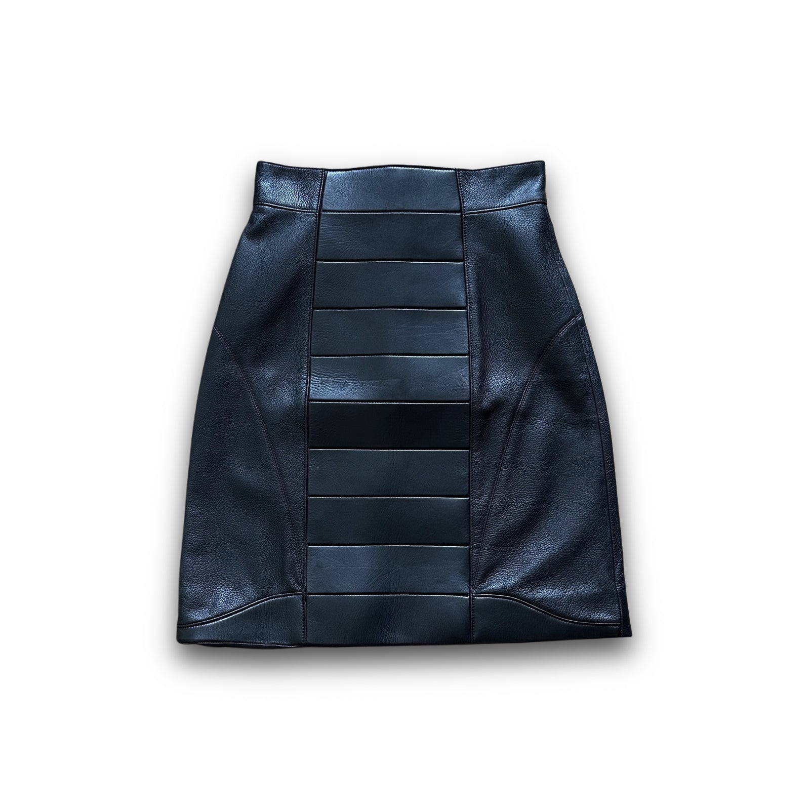 Louis Vuitton Black Leather Prototype Paneled Skirt