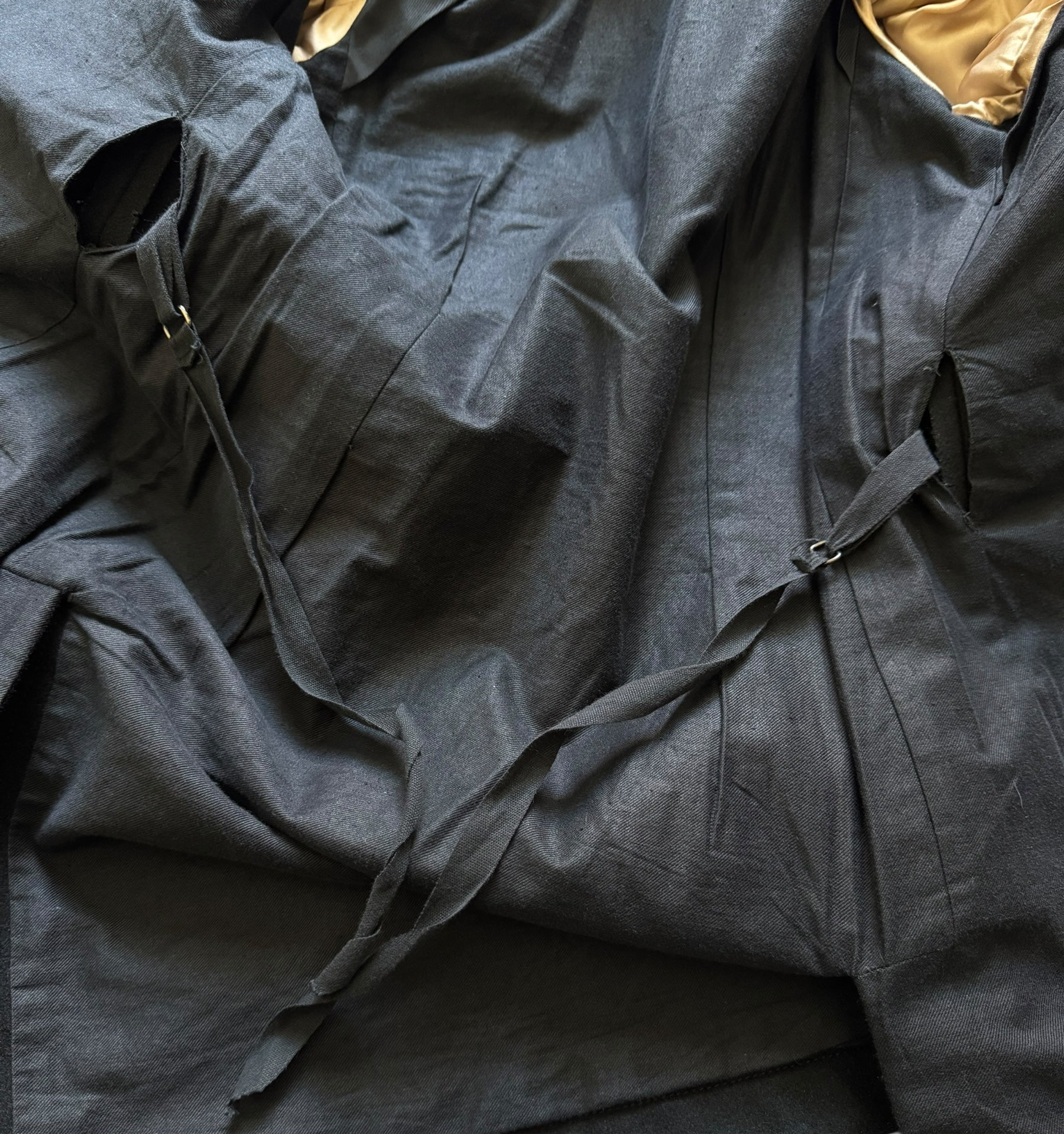 Maison Martin Margiela AW89 Cigarette Shoulder Black Wool Coat