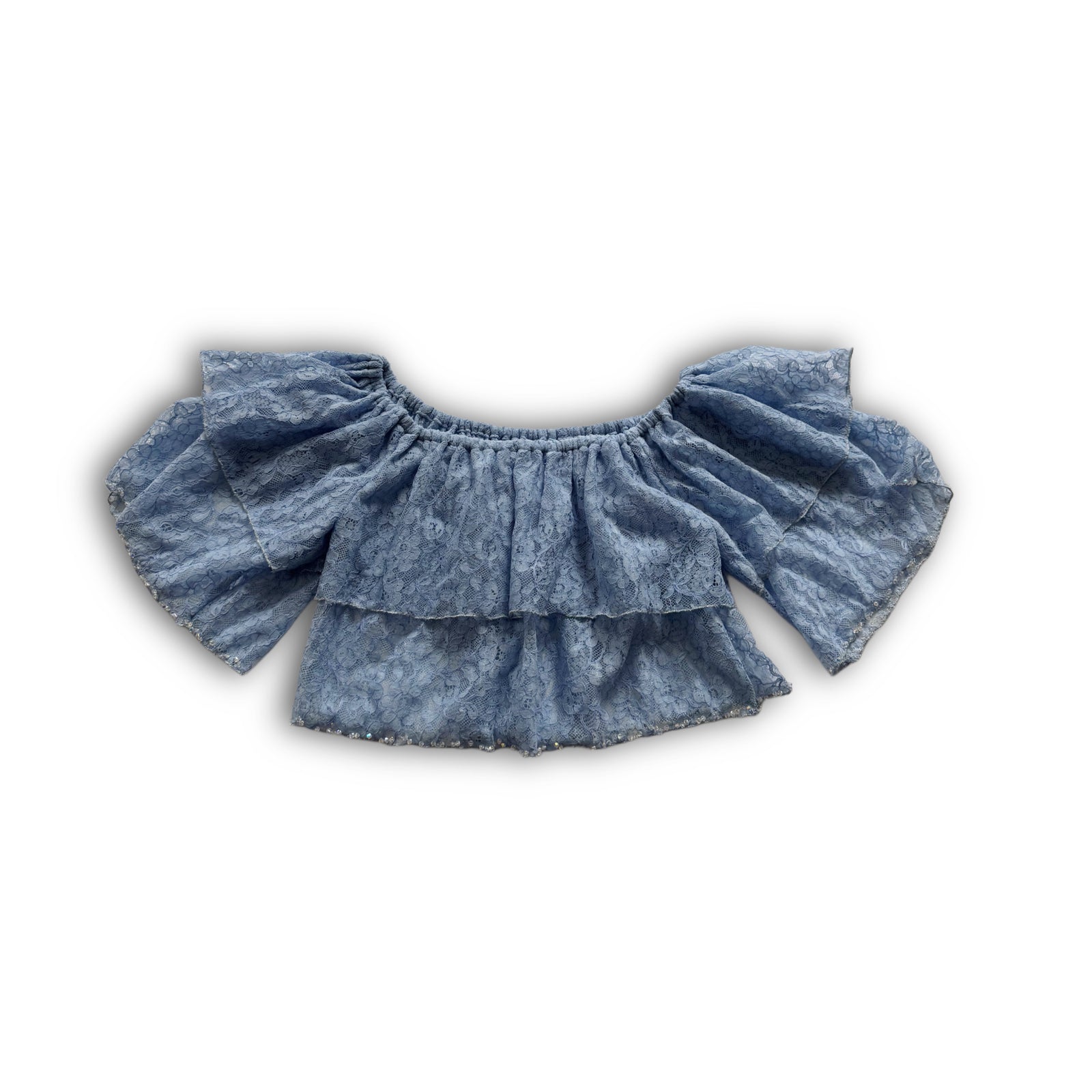 Chanel 2024 Rushed Layered Floral Crystal Embellished Crop Top Sample