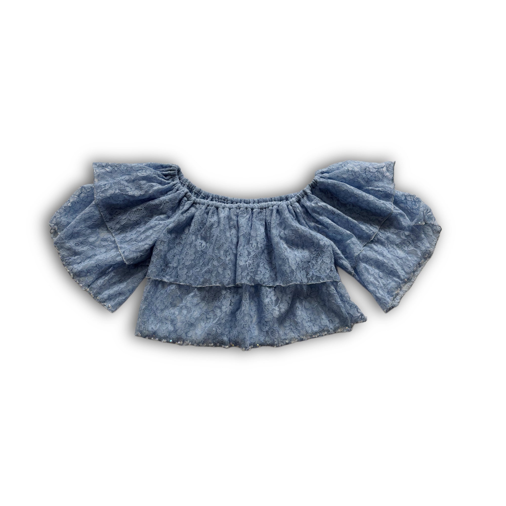 Chanel 2024 Rushed Layered Floral Crystal Embellished Crop Top Sample