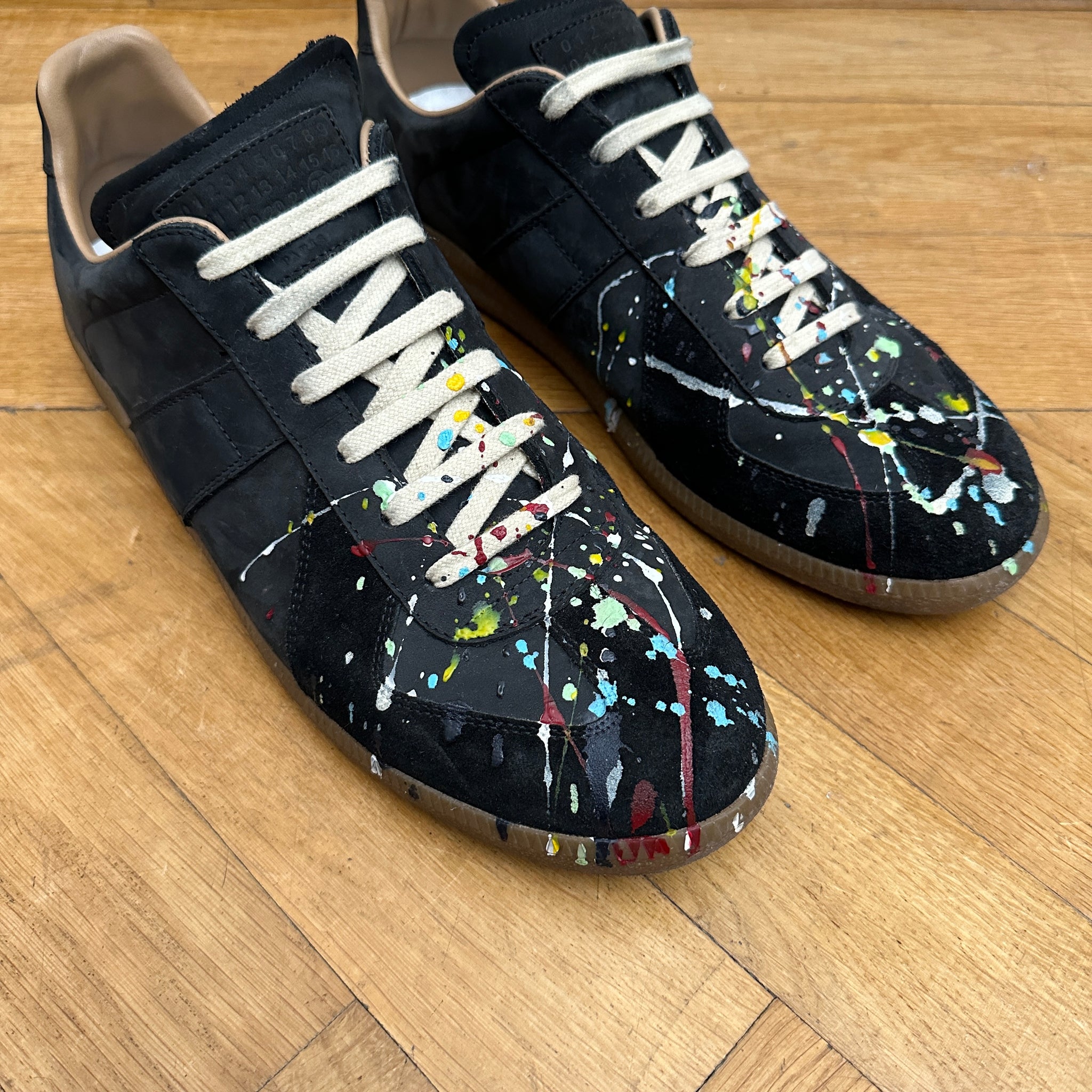 Maison Martin Margiela Black Suede Paint Splatter GATs - Ākaibu Store