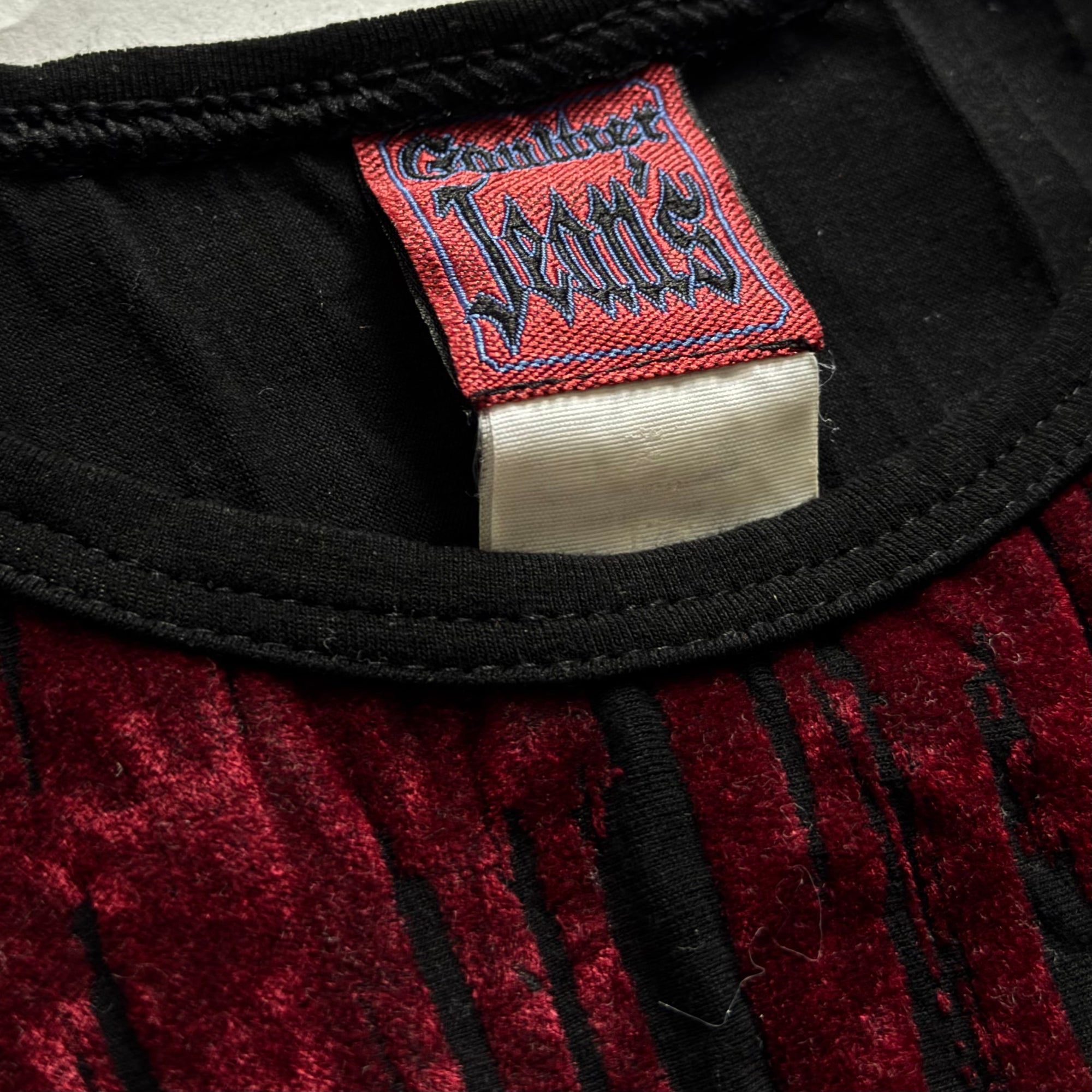 Jean Paul Gaultier Jeans AW98 Blood Drip Black Velvet Nylon Dress