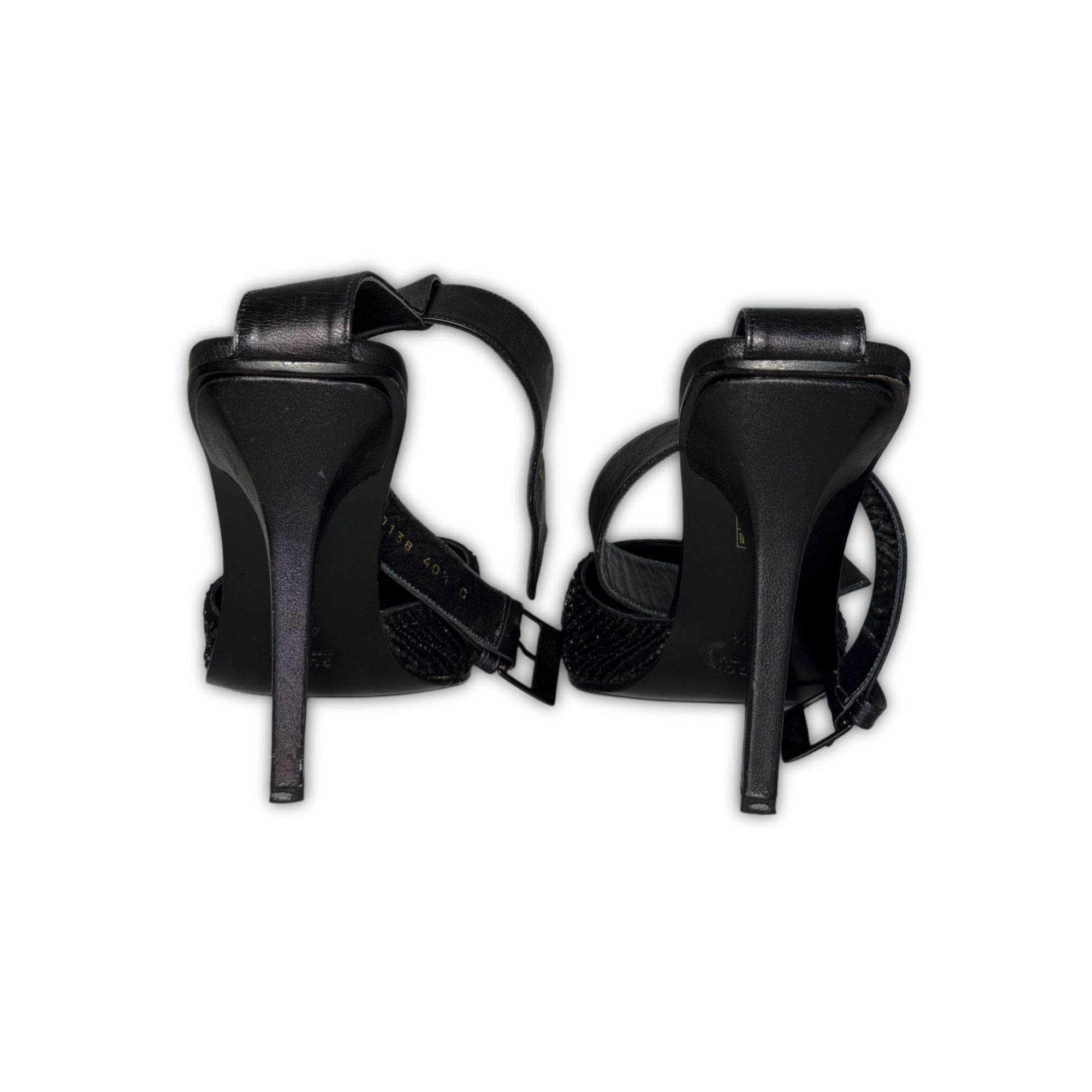 Gucci 1997 by Tom Ford Swarovski Crystal Beaded Ankle Strap Heels