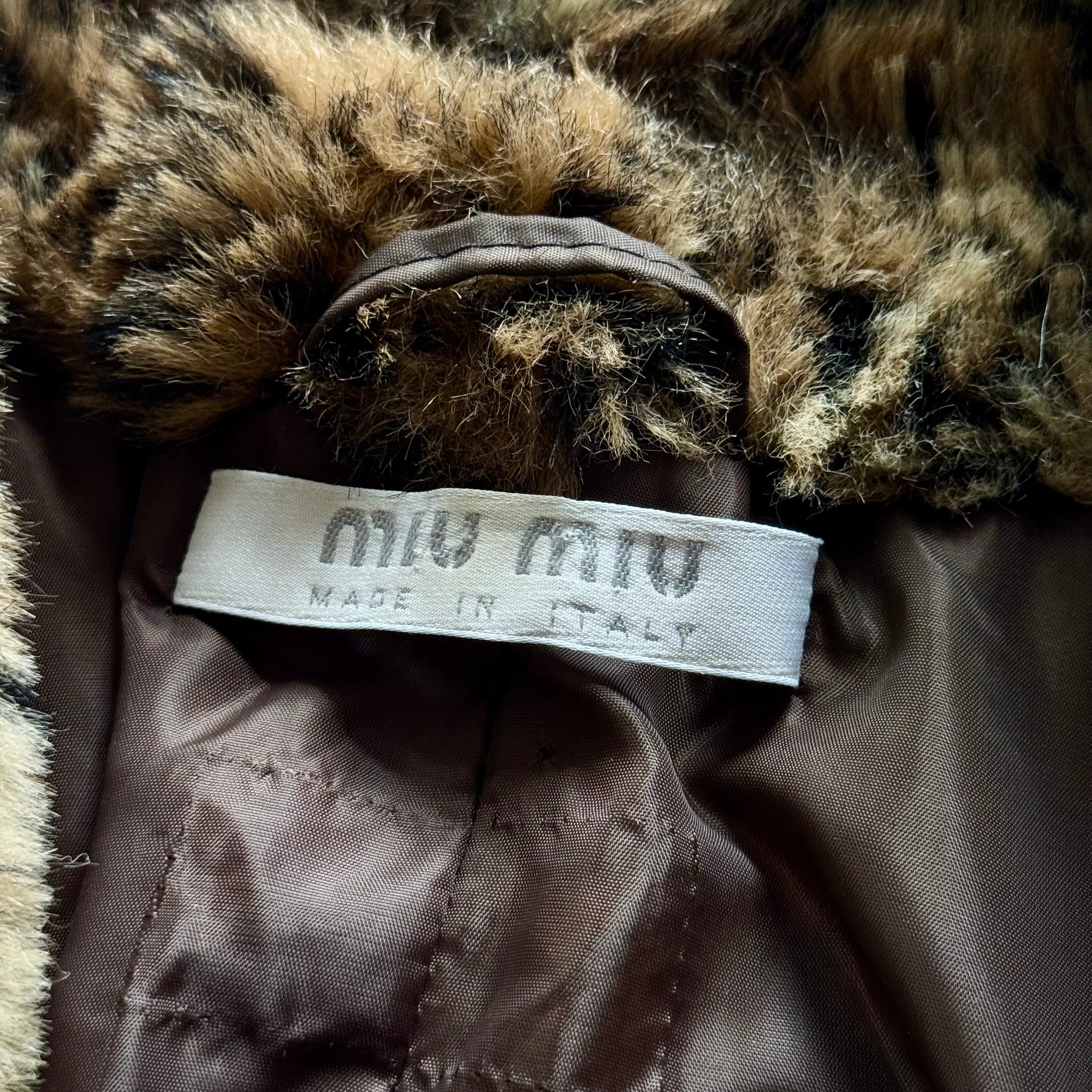 Miu Miu 2000s Leopard Print Faux Fur Coat
