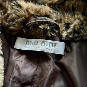 Miu Miu 2000s Leopard Print Faux Fur Coat