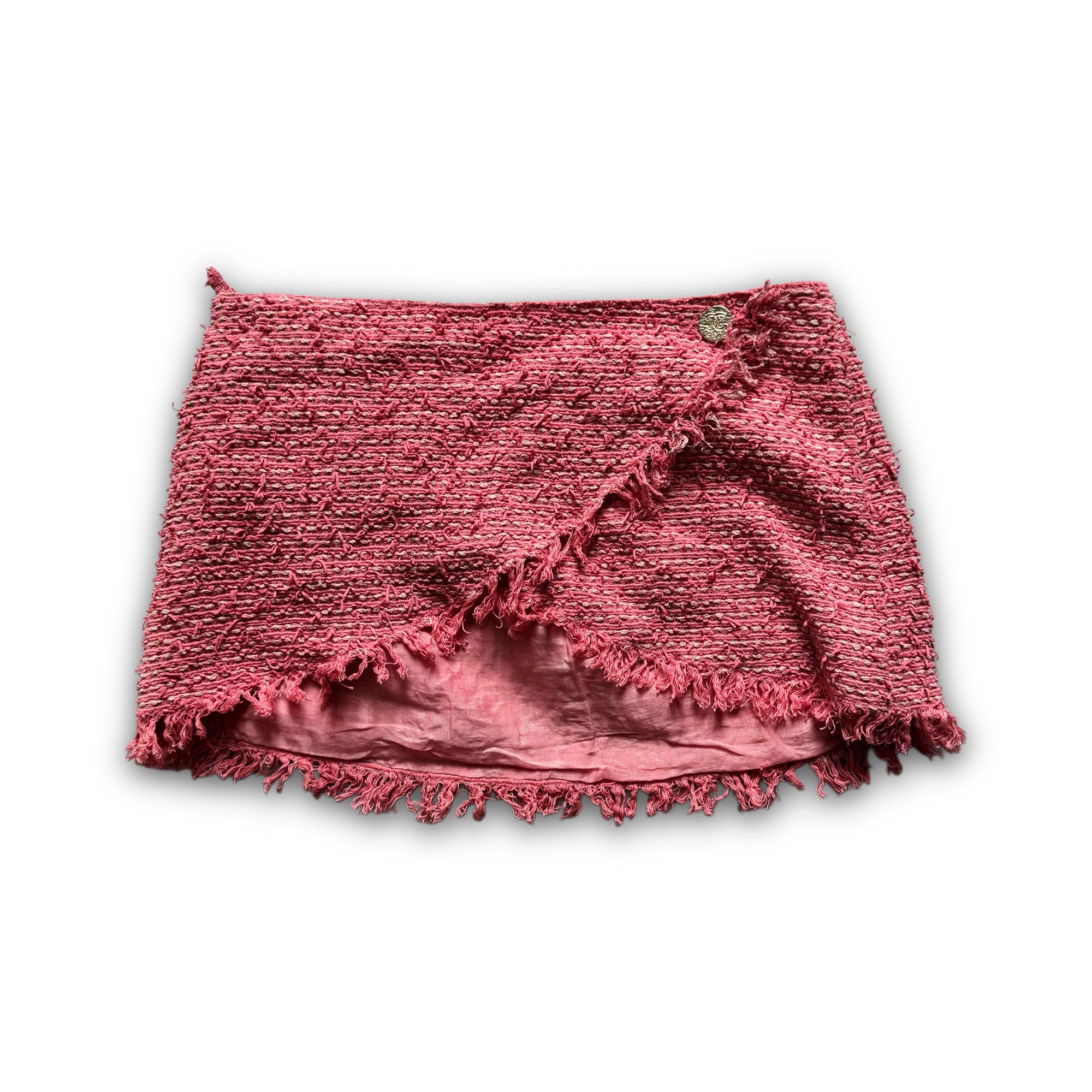 Chanel 2025 Sample Pink Mini Fringed Boucle Skirt