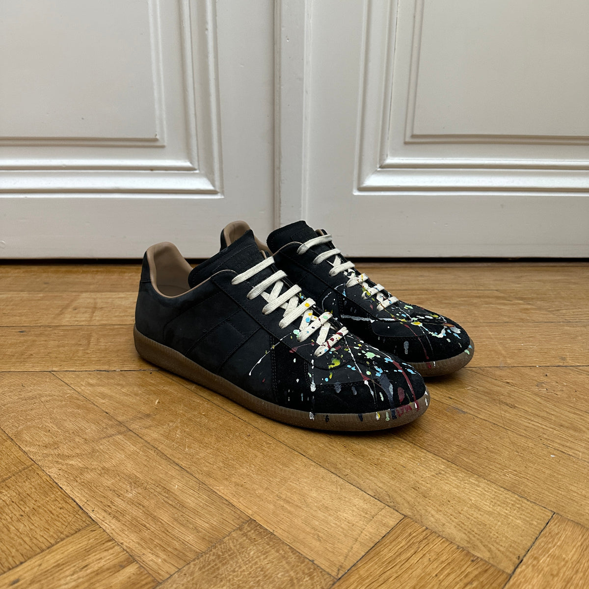 Maison Martin Margiela Black Suede Paint Splatter GATs