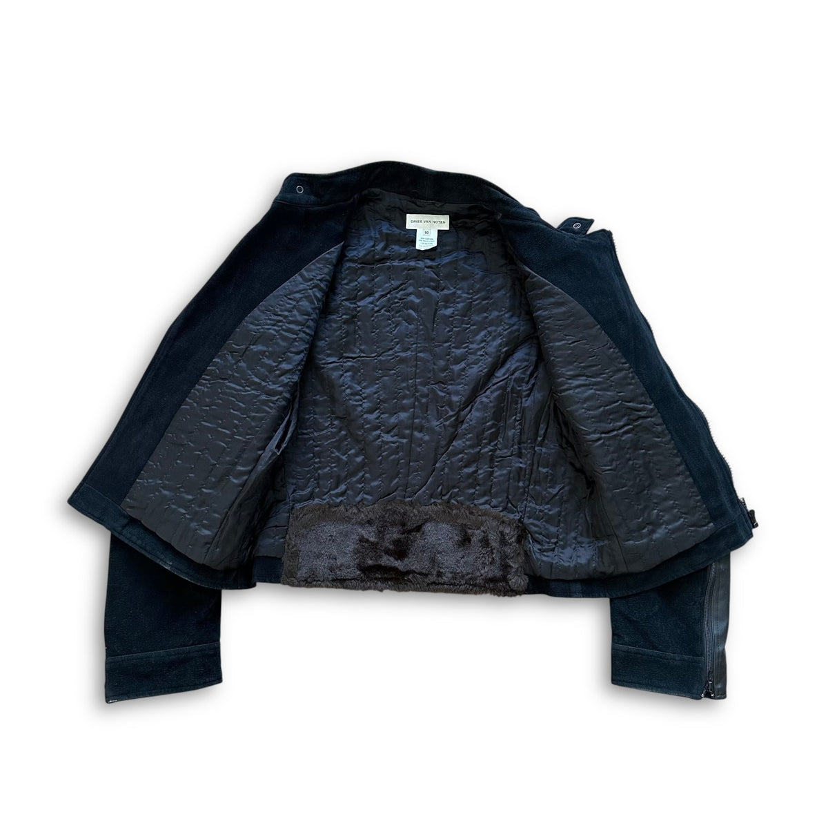Dries van Noten 1990s Velvet Biker Jacket