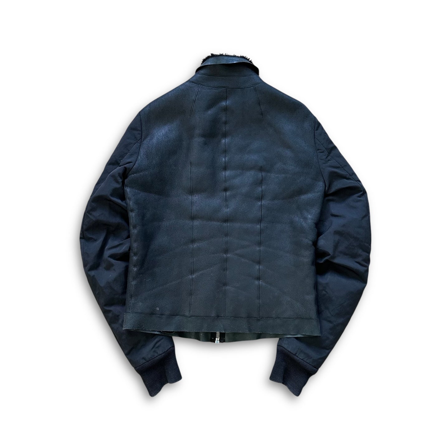 Rick Owens FW11 Shearling Jacket With Nylon Sleeves