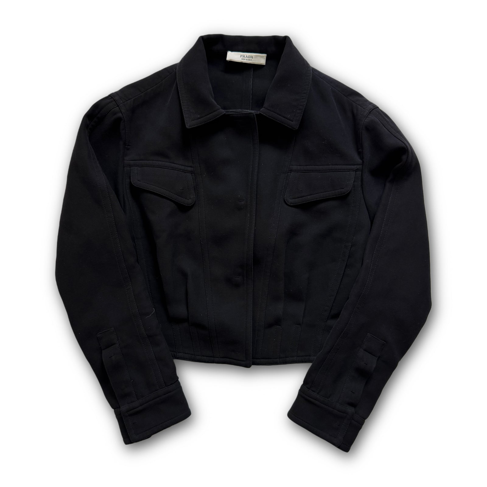 Prada 2009 Black Cropped Wool Jacket