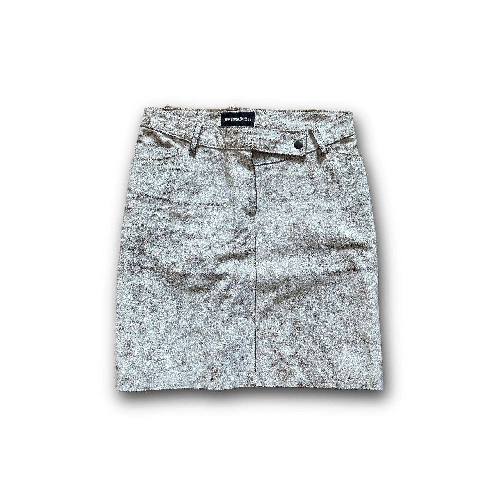 Ann Demeulemeester SS02 White Cracked Leather Skirt