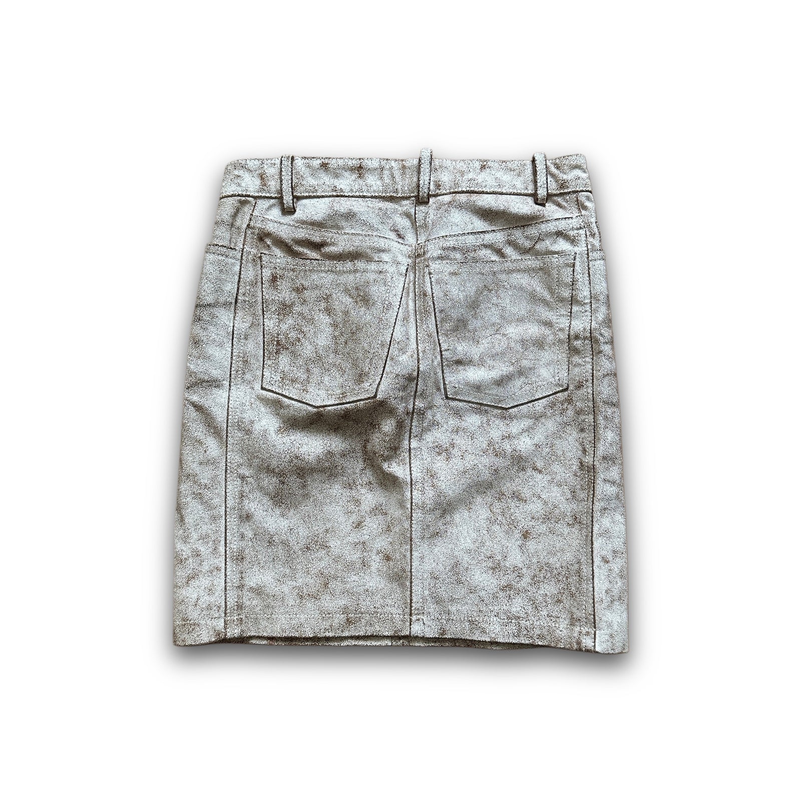 Ann Demeulemeester SS02 White Cracked Leather Skirt