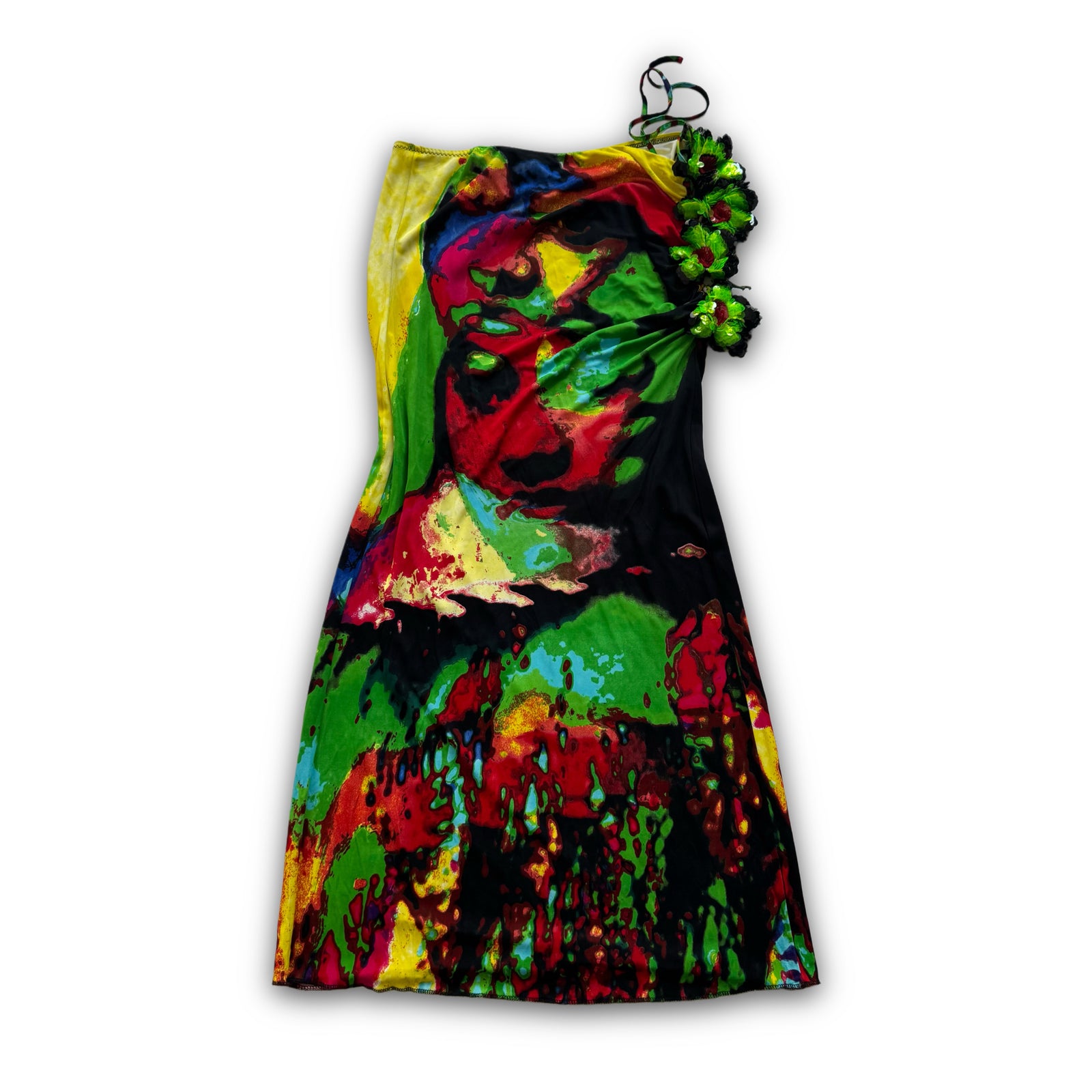 Jean Paul Gaultier SS00 Psychedelic Sequin Detailed Pareo Dress