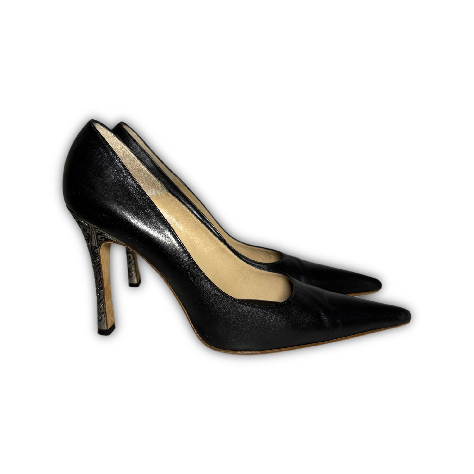 Gianni Versace 80s Metal Engraved Heels