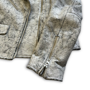 Maison Margiela MM6 AW16 Cracked White Leather Biker Jacket