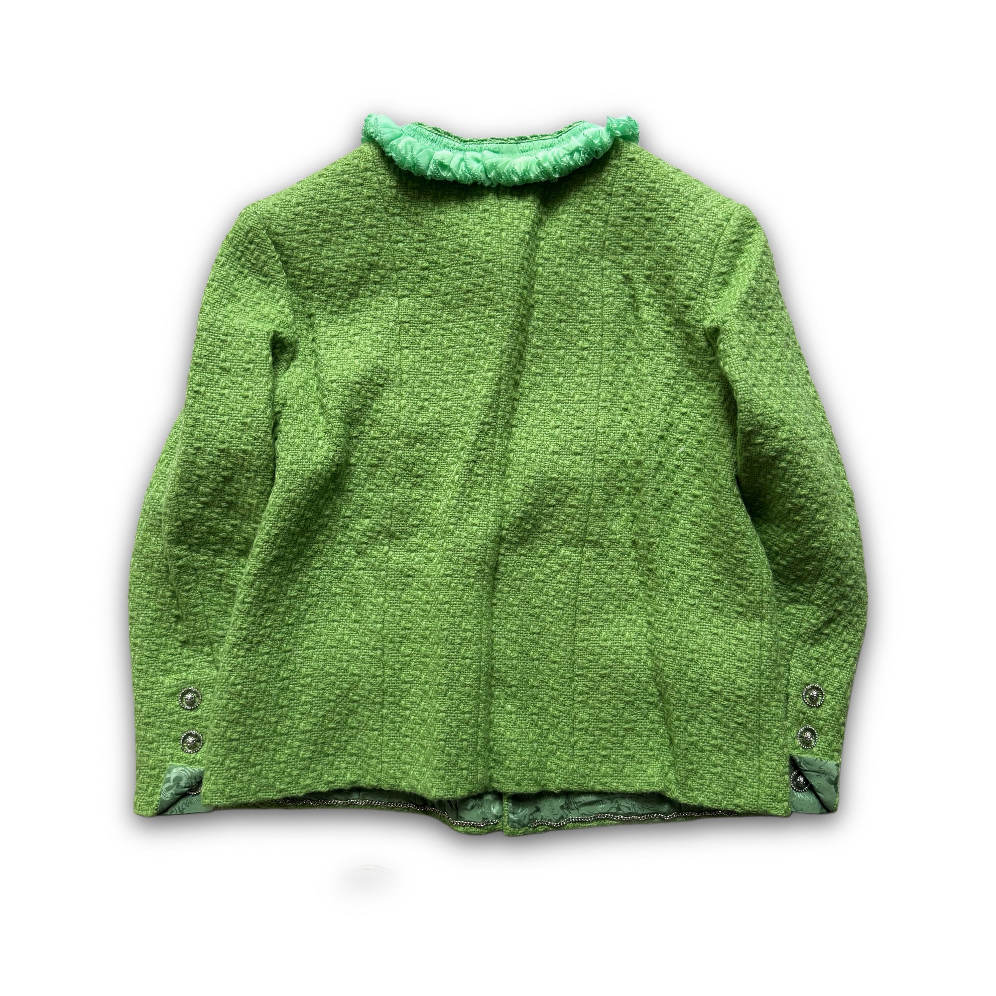 Chanel 2025 Prototype Green Ruffled Boucle Jacket