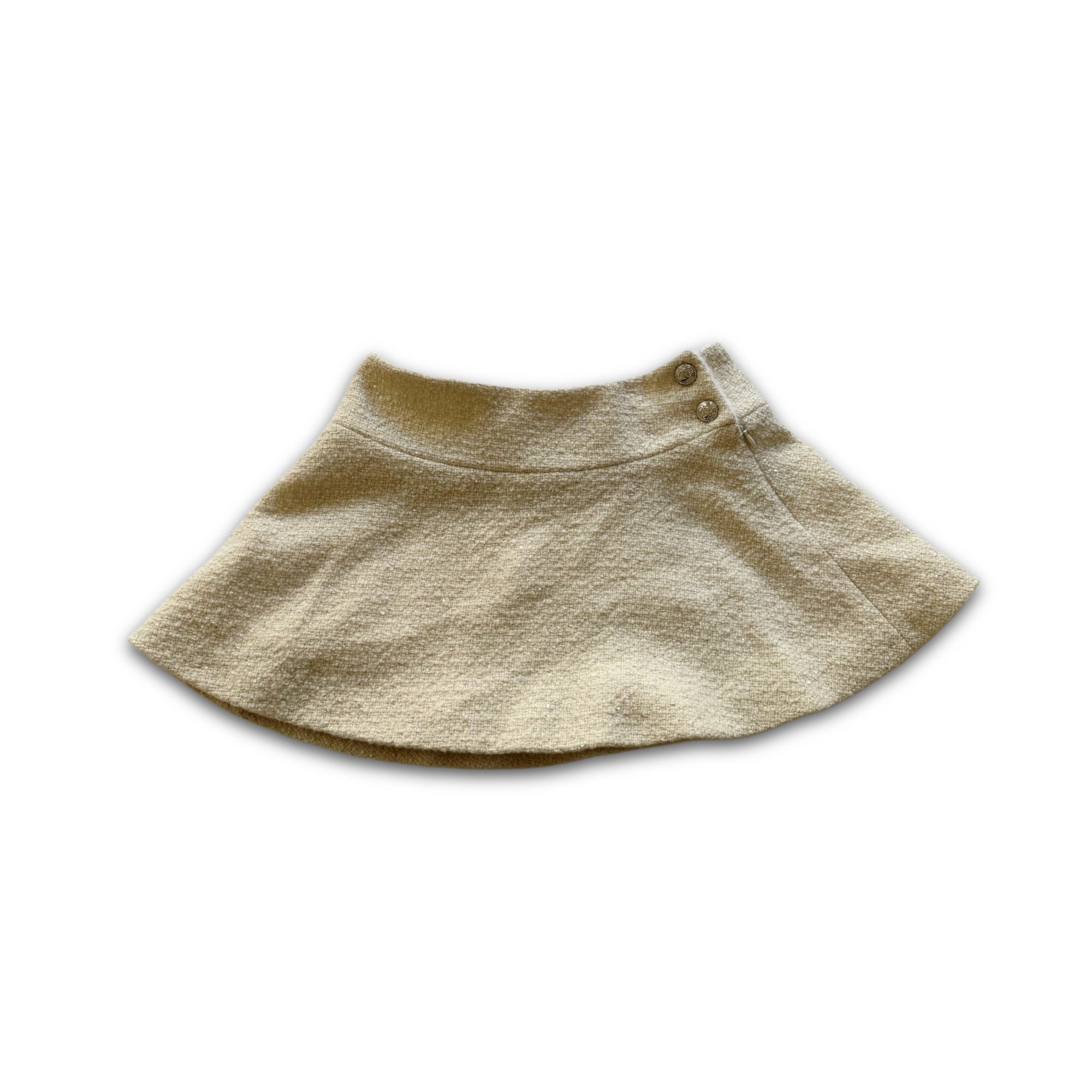 Chanel 2024 Fur Trim Sequined Boucle Mini Skirt