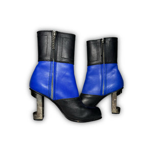 Dirk Bikkembergs 2001 Paneled Leather Metal Heel Zip Boots