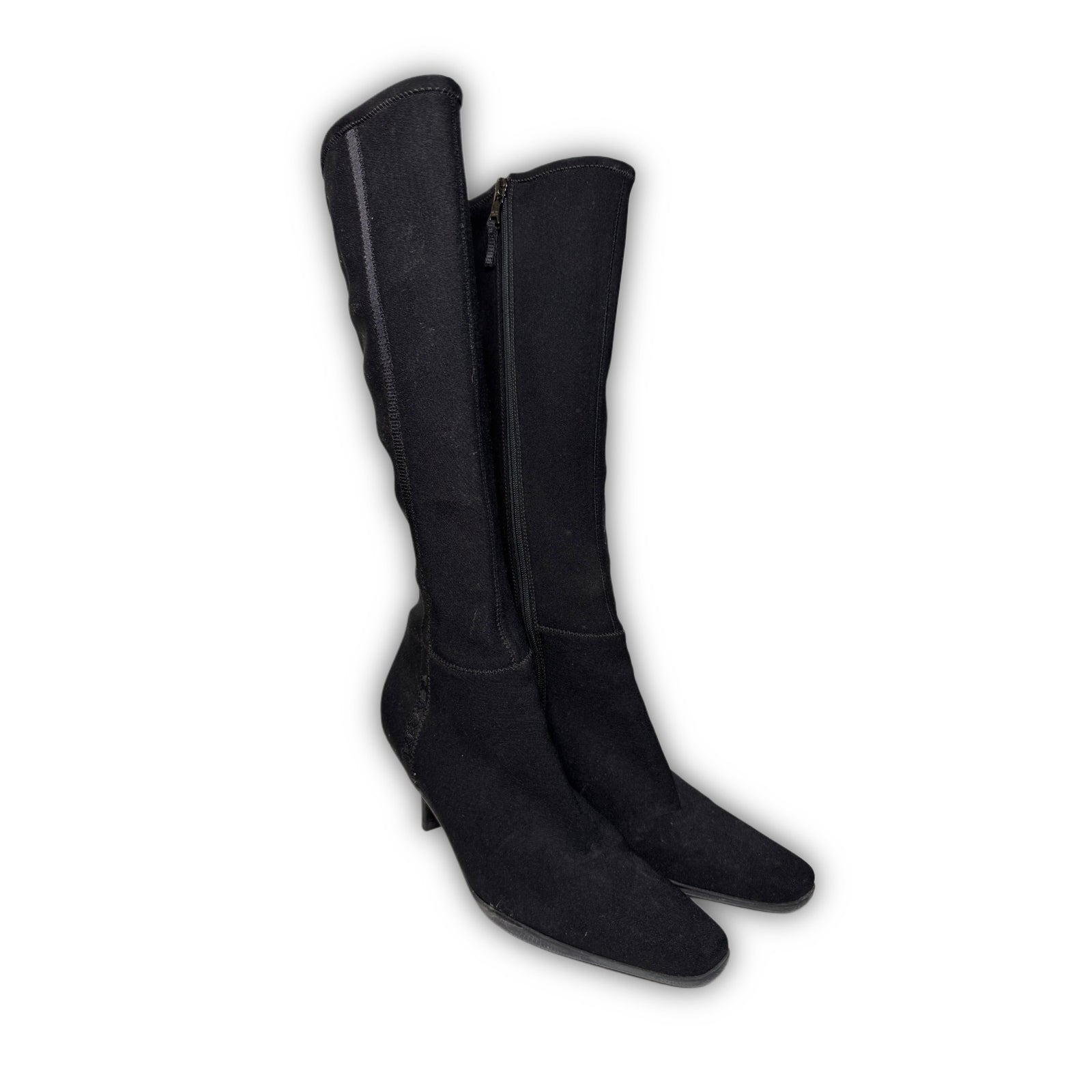 Prada FW99 Grey Wool Heeled Boots